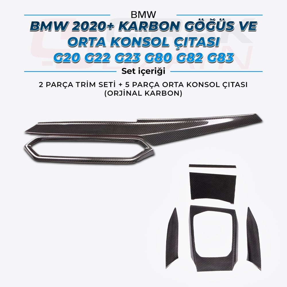 BMW 2020+ Uyumlu Göğüs ve Orta Konsol Karbon Çıtası | G20 G22 G23 G80 G82 G83