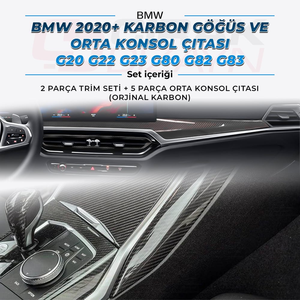 BMW 2020+ Uyumlu Göğüs ve Orta Konsol Karbon Çıtası | G20 G22 G23 G80 G82 G83