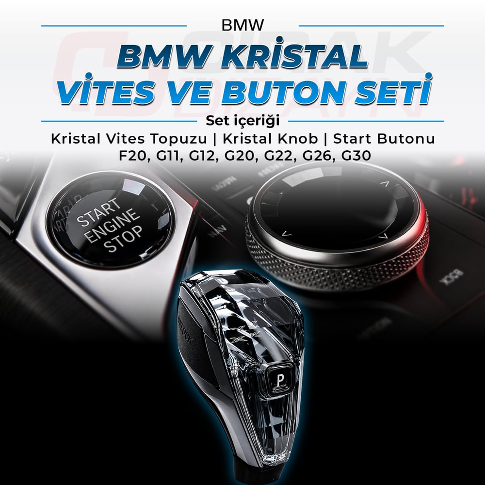 BMWBMW Kristal Vites Topuzu ve Buton Seti |  F20 - G11 - G12 - G20 - G22 - G26 - G30İç Aksesuar