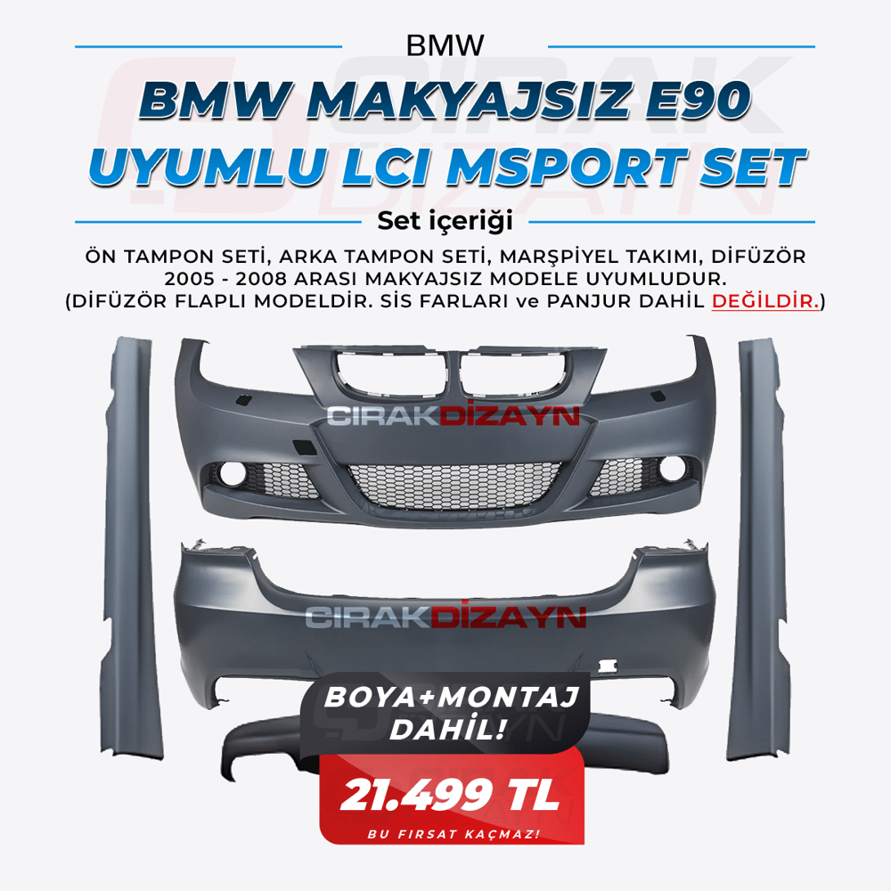 BMWBMW MAKYAJSIZ E90 UYUMLU LCI M SPORT SET | BOYA MONTAJ DAHİLBOYA MONTAJ DAHİL KAMPANYASI