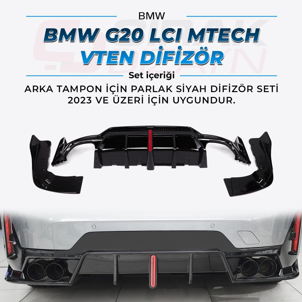 BMW G20 LCI MTech VTEN LED'li Arka Difizör