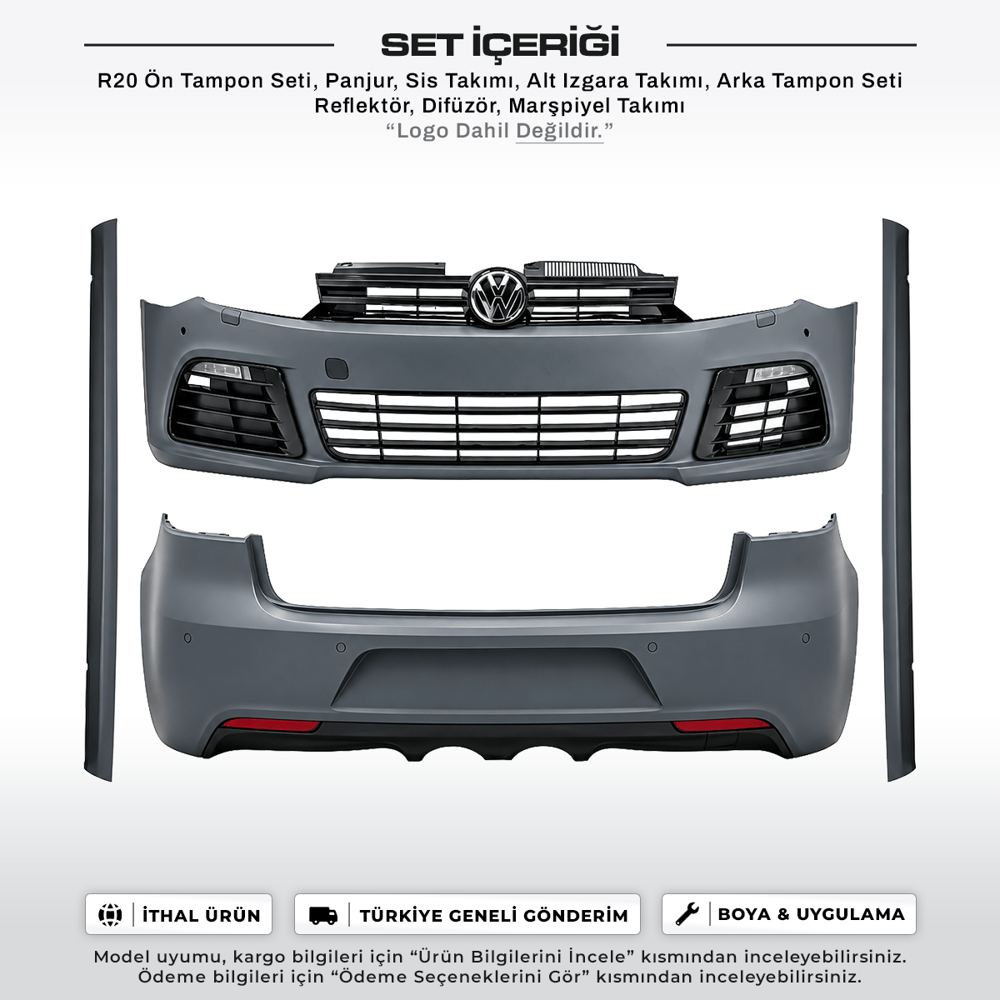 Volkswagen Golf 6 Uyumlu R20 Body Kit Seti