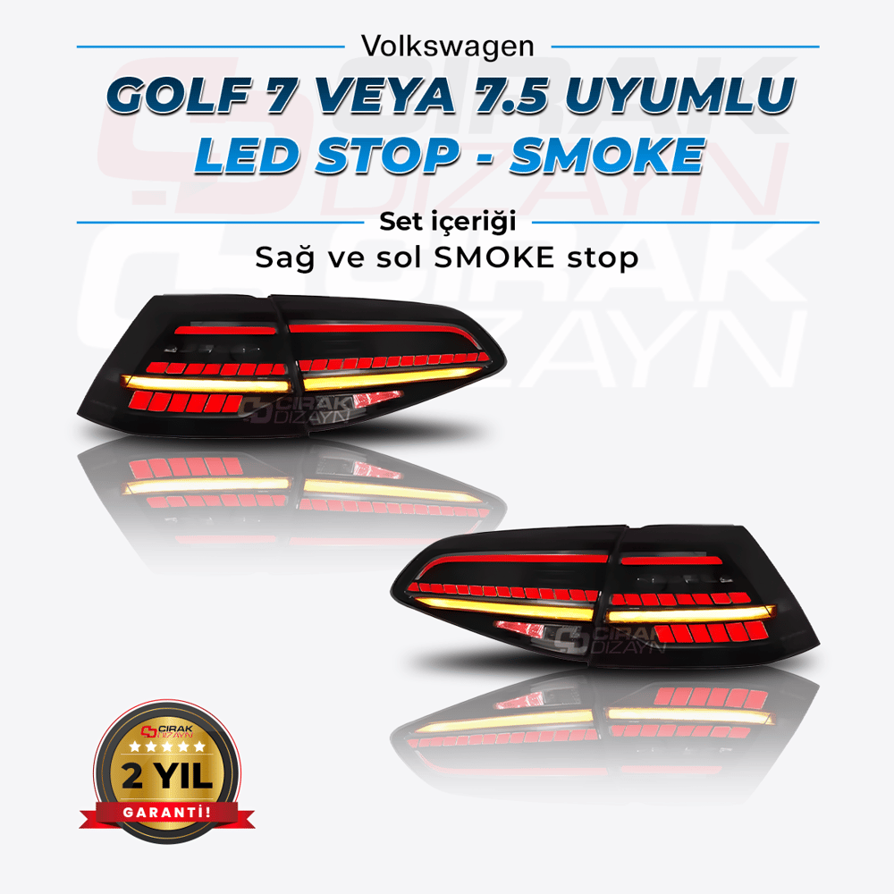 VolkswagenGolf 7 ve 7.5 Uyumlu 7.5 Görünüm Led Stop | SMOKEGolf 7 ve 7.5