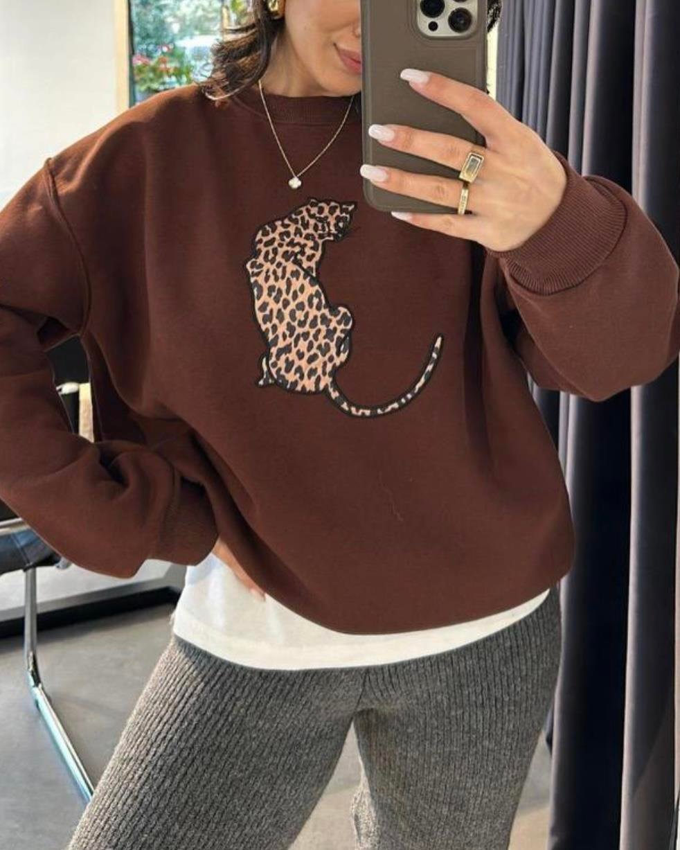 LEOPAR DETAYLI SWEAT