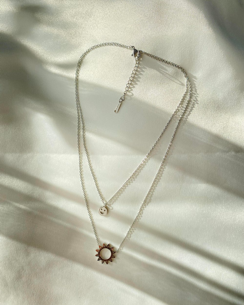 Silver İkili Güneş Kolye (Çelik)