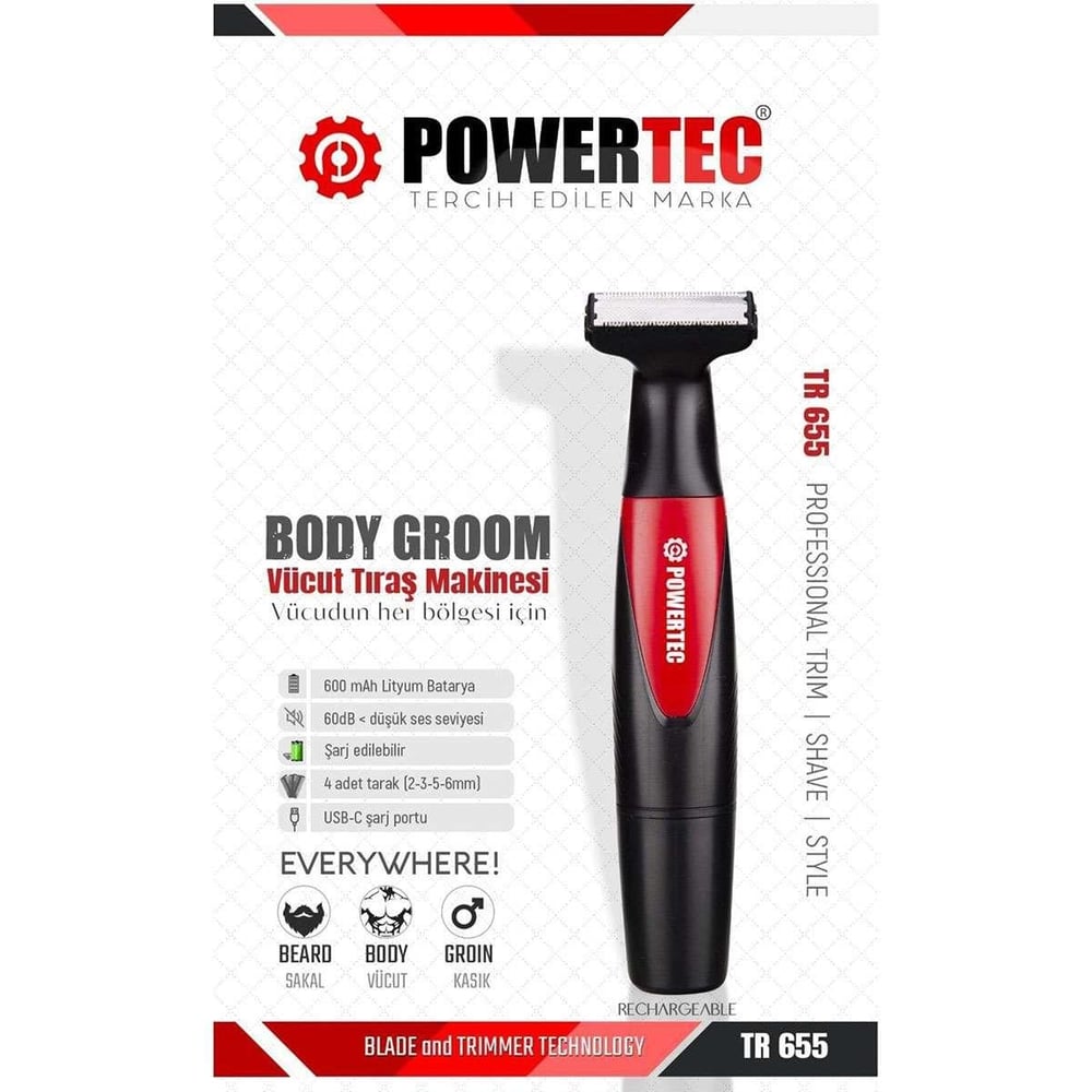 Powertec Ense Sakal Vücut Tıraş Makinesi Tr 655
