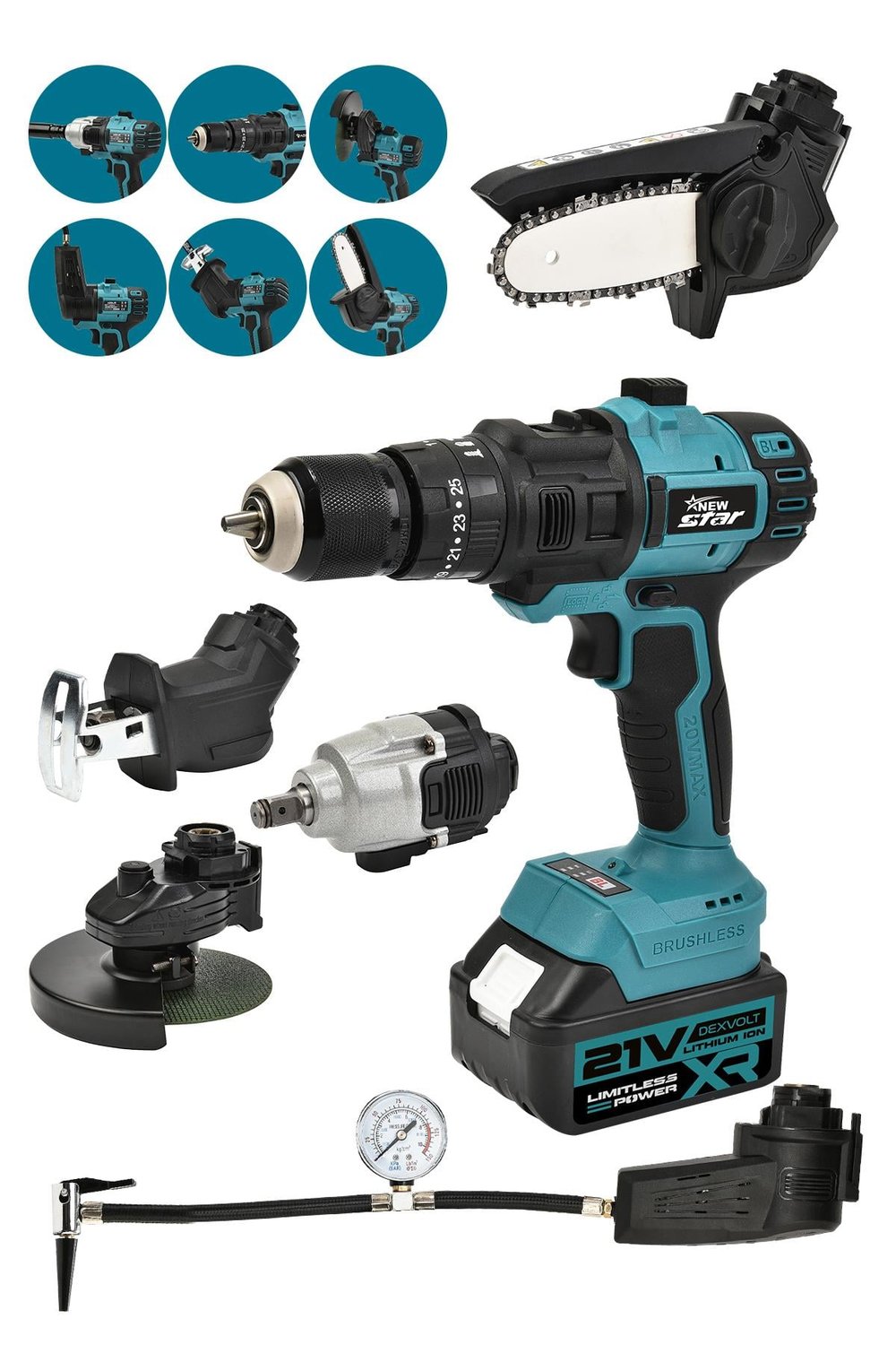 New Star Profesyonel 6 Başlıklı Set Mavi