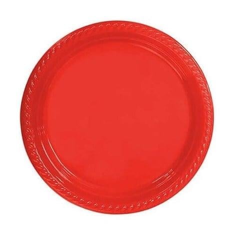 Plastik Kırmızı Tabak 25 Adet