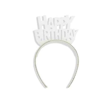 Simli Eva Happy Birthday Taç Beyaz