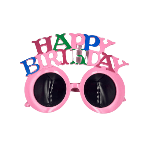 Gözlük Happy Birthday Pembe