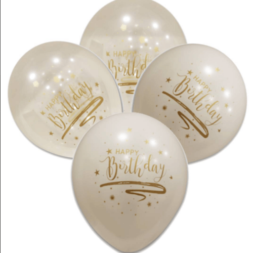 Happy Birthday Gold Baskılı Balon 10 Adet