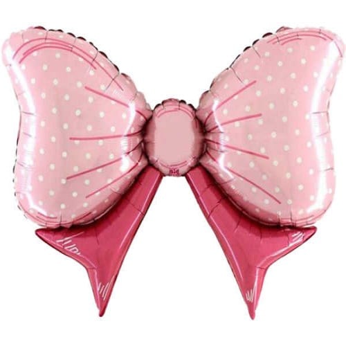 Pembe Puantiyeli Fiyonk Şekilli Folyo Balon