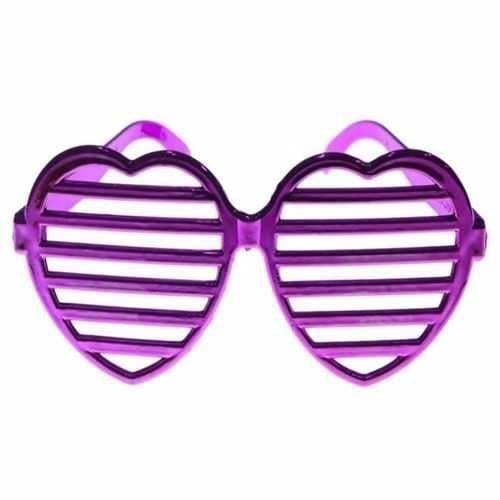 Retro Mor Metalik Kalp Gözlük (1 Adet)