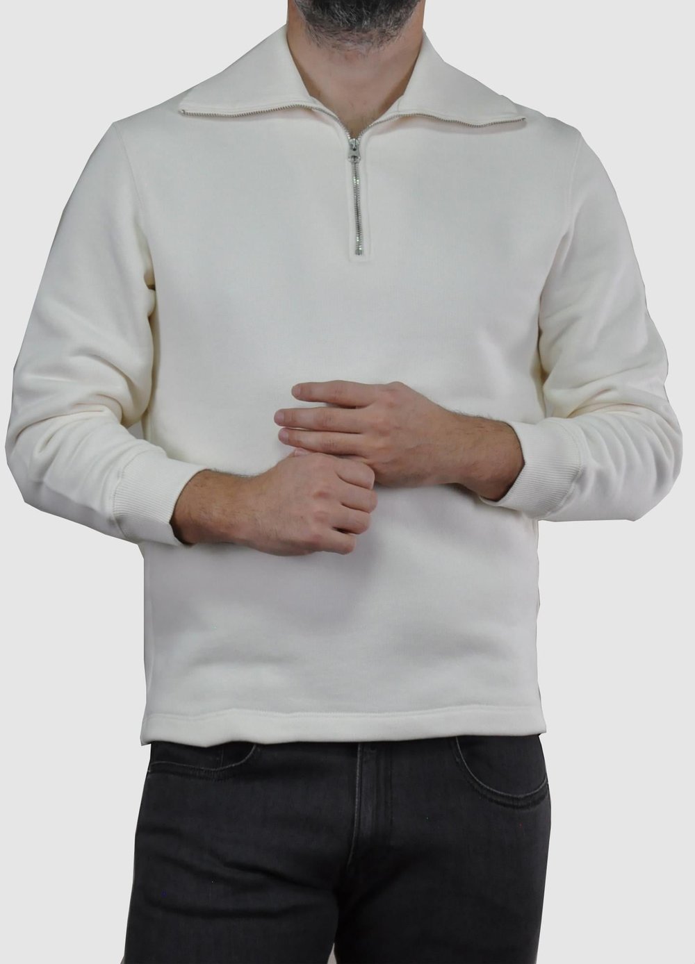 Arket Erkek Boğazlı Fermuarlı Sweatshirt U007835 KREM