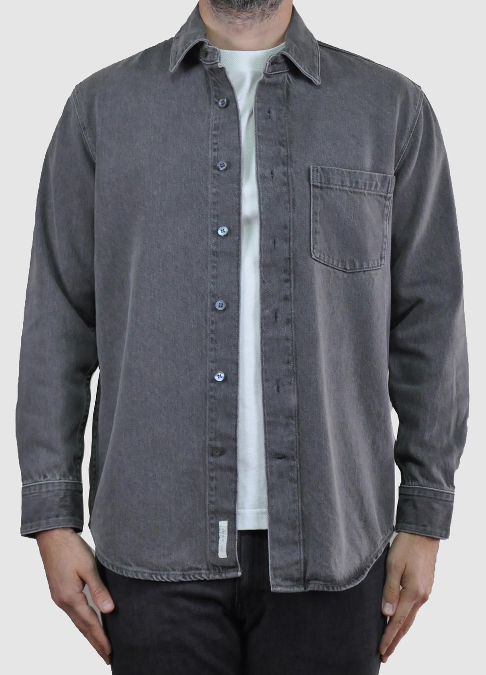 Arket Erkek Oversize Düğmeli Kot Cepli Gömlek U007807 GRI