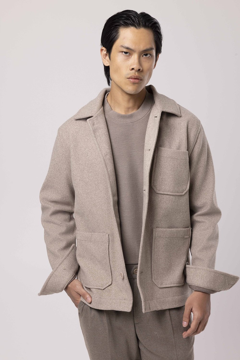 Bej Erkek Düğmeli Cepli Jacket U05067
