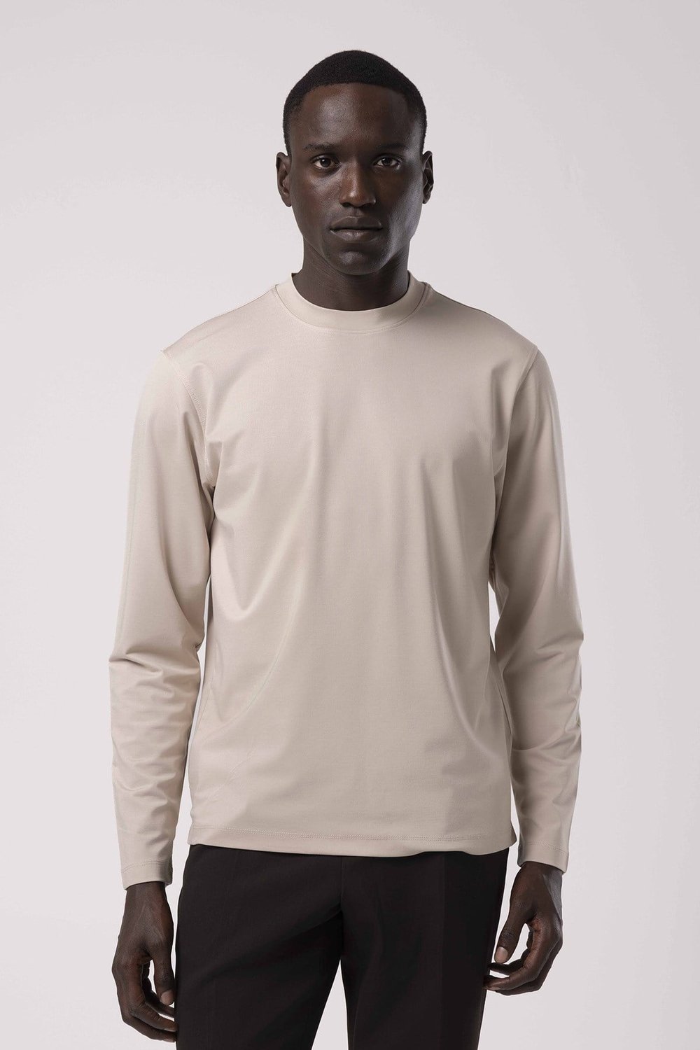 Bej Erkek Rayon Bisiklet Yaka Uzunkol T-shirt U01106