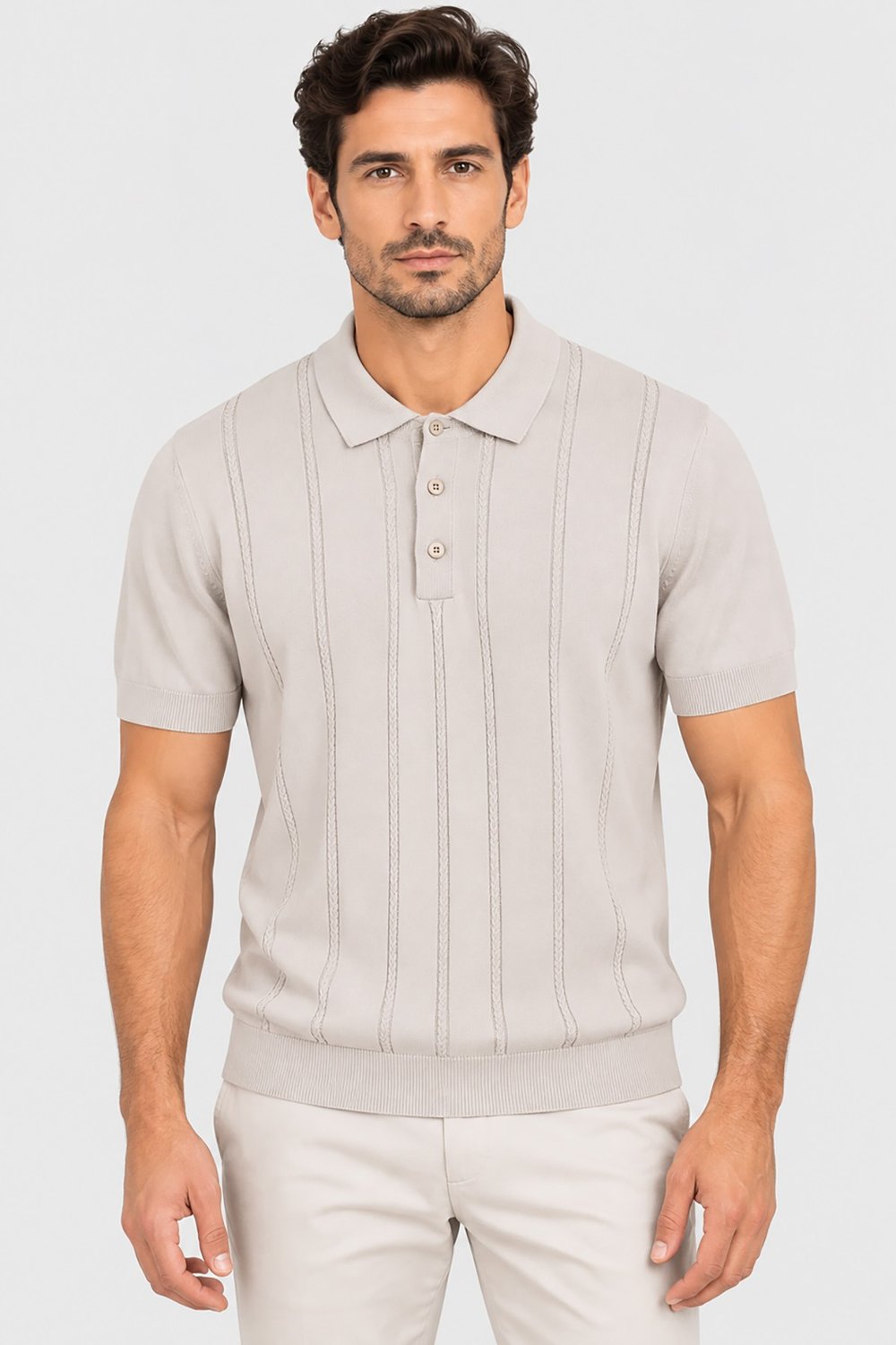 Bej Erkek Triko Polo Yaka Tişört U04089