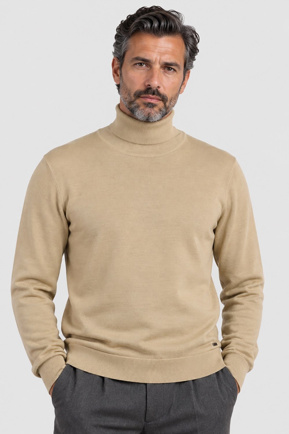 Bej Gabbiacci Milano Erkek Balıkçı Yaka Yün Triko U008194