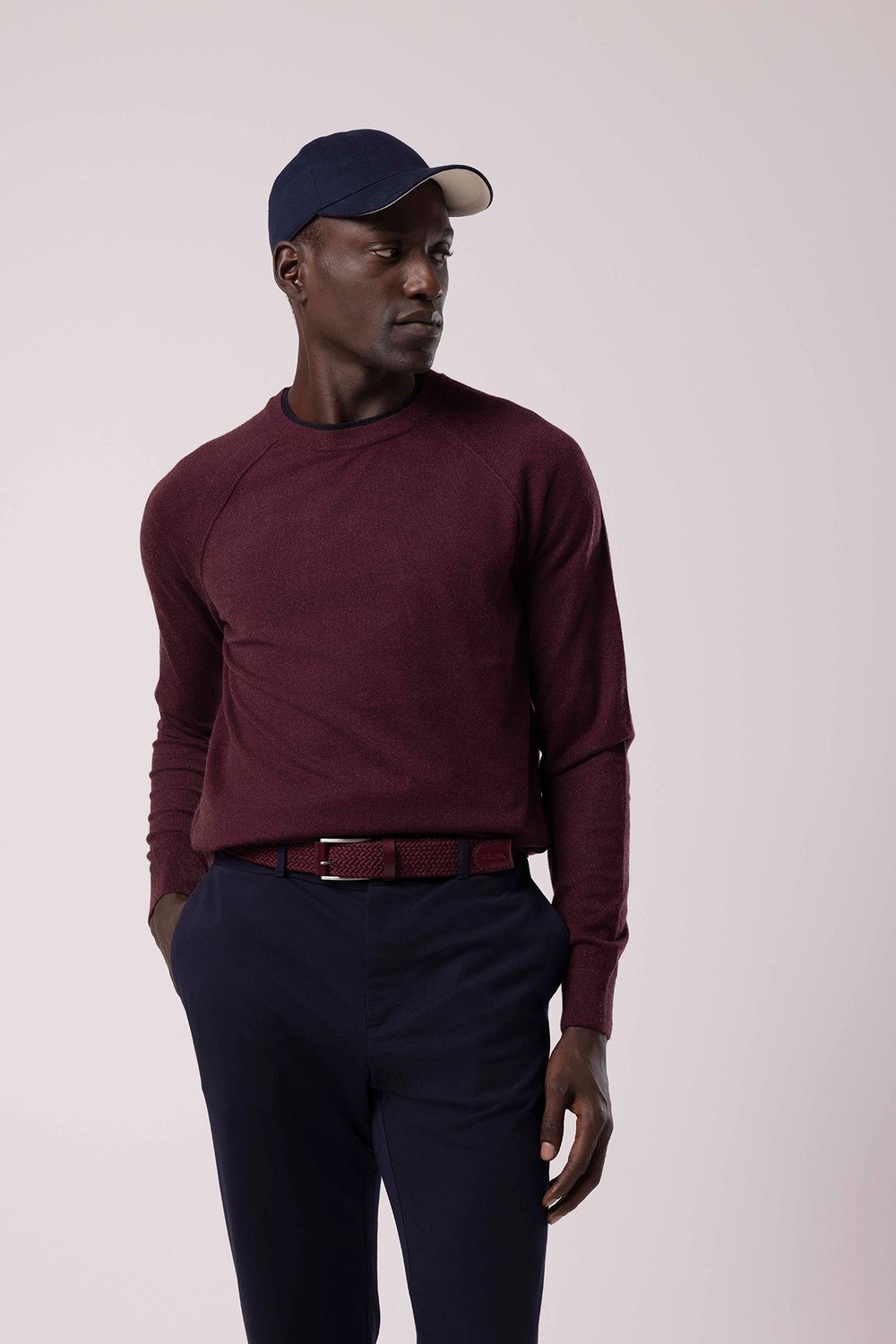 Bordo Erkek Çift Yaka Soft Touch Triko Kazak U04126