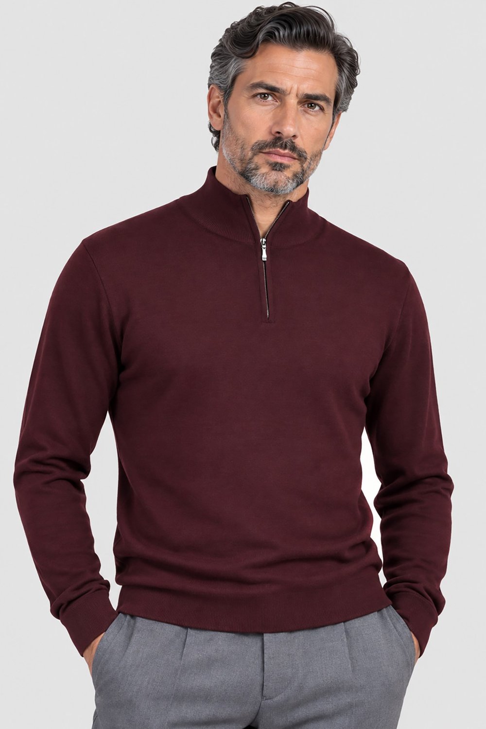 Bordo Gabbiacci Erkek Balıkçı Yaka Yün Kazak U008222