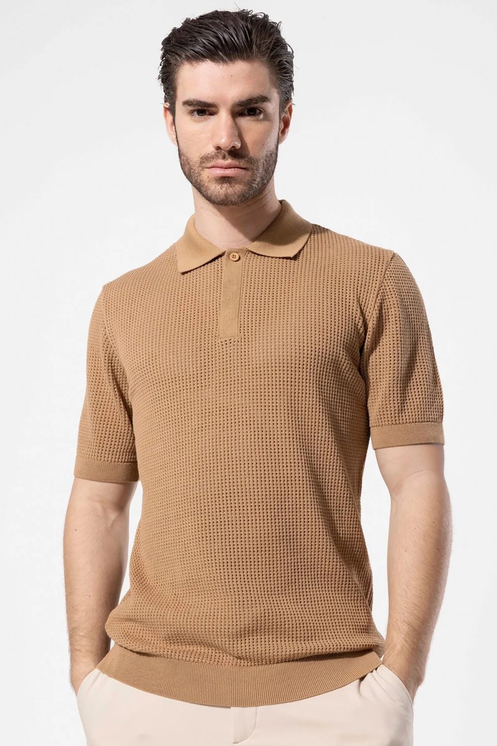 Camel Erkek Polo Yaka Kısa Kollu Triko U04087