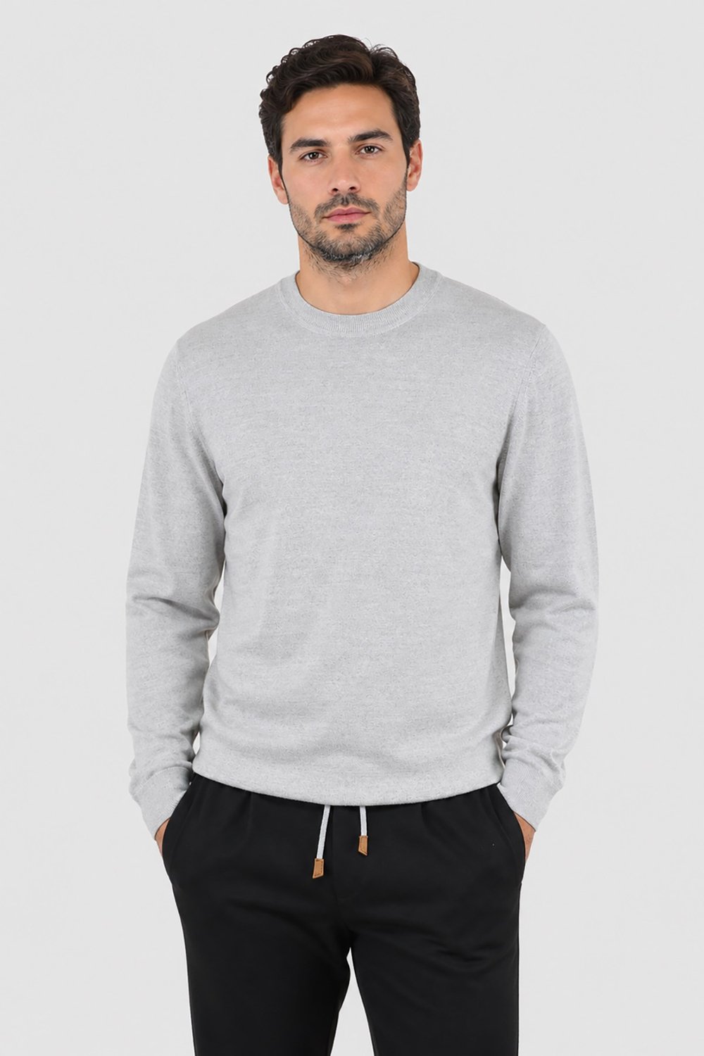 Gri Gabbiacci Milano Erkek Bisiklet Yaka Yün Triko U008191