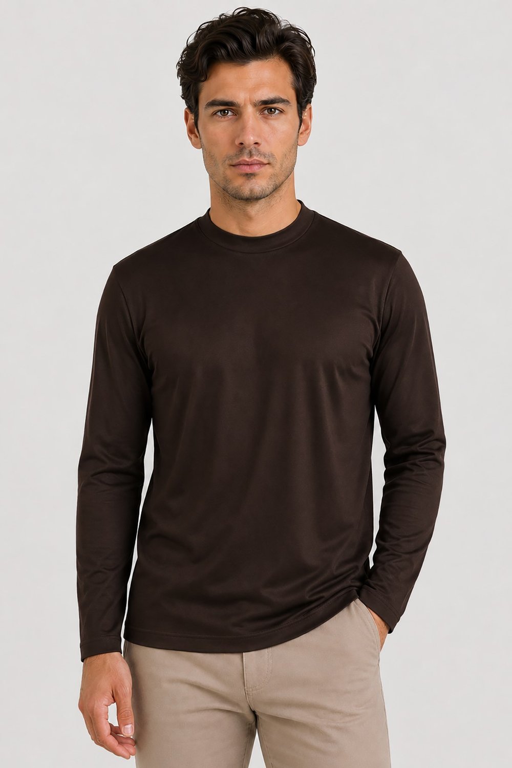 Kahve Vaganza Erkek Bisiklet Yaka Uzun Kollu T-Shirt U008171