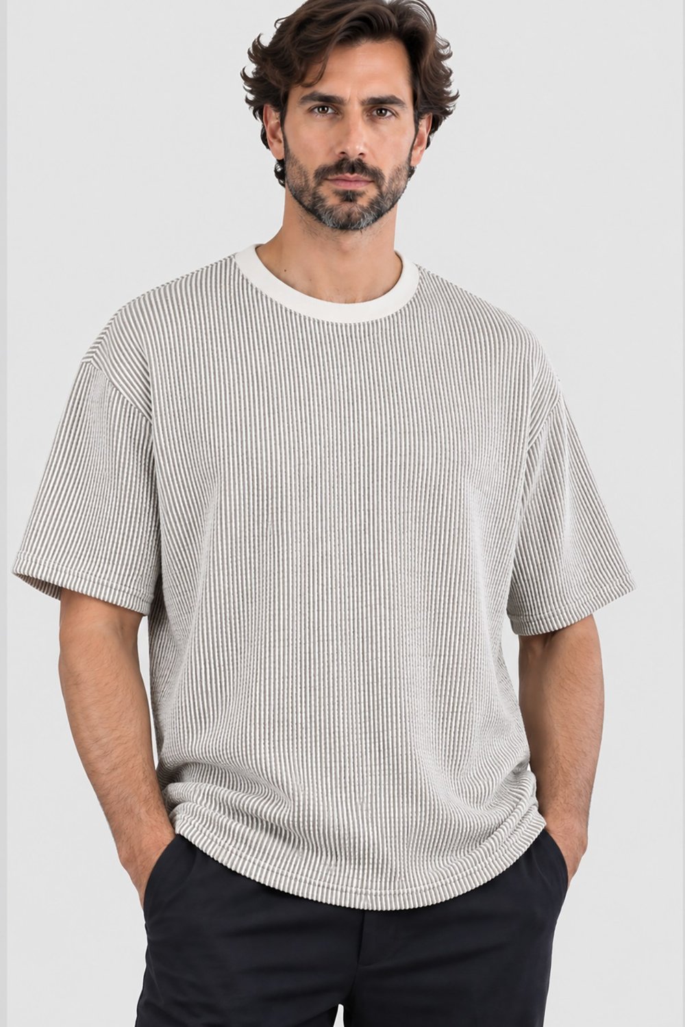 Krem Mcneal Erkek Bisiklet Yaka Kısa Kol T-Shirt U008093