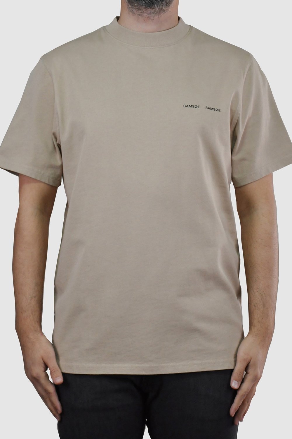 Krem Samsoe Erkek Bisiklet Yaka Pamuk T-Shirt U007918