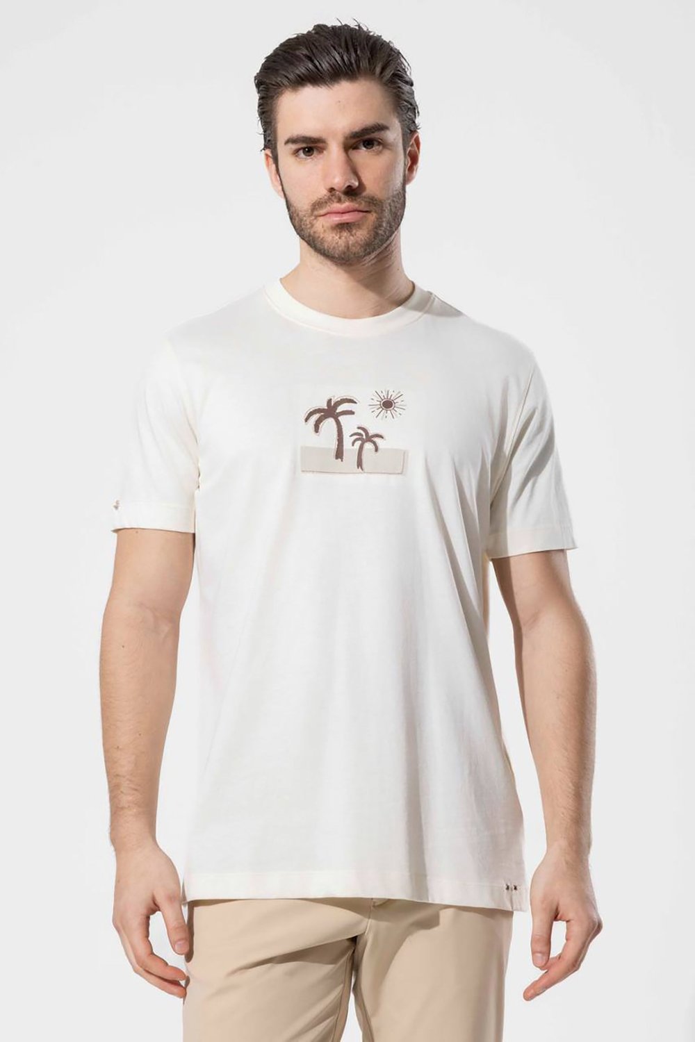 Krem Vaganza Erkek Bisiklet Yaka T-Shirt U008061