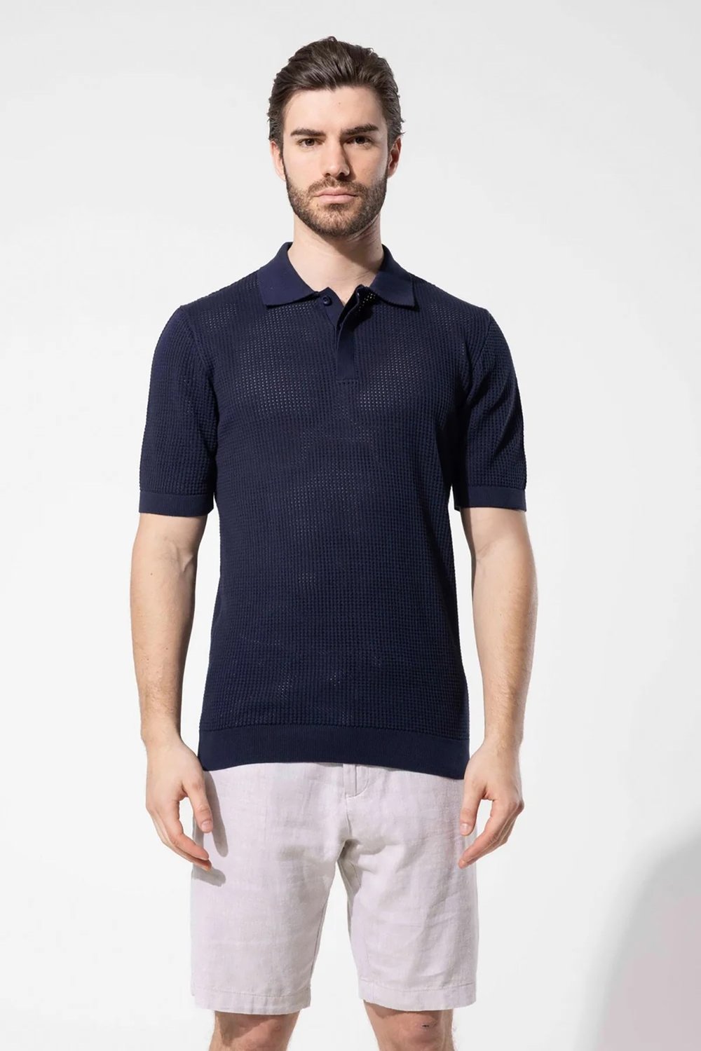 Lacivert Erkek Polo Yaka Kısa Kollu Triko U04087