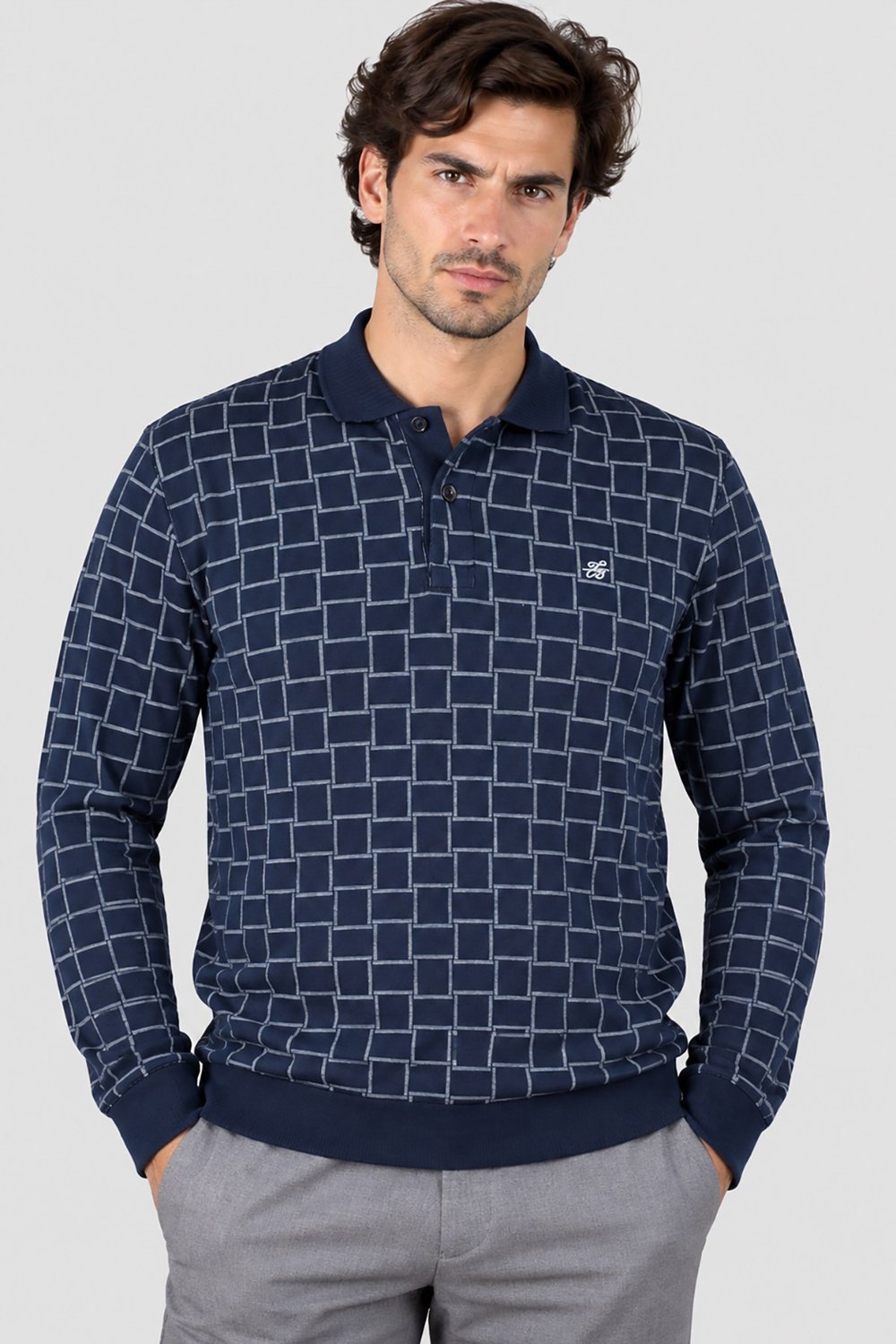 Lacivert Td Bkr Erkek Polo Yaka Düğmeli Uzun Kollu T-Shirt U008140