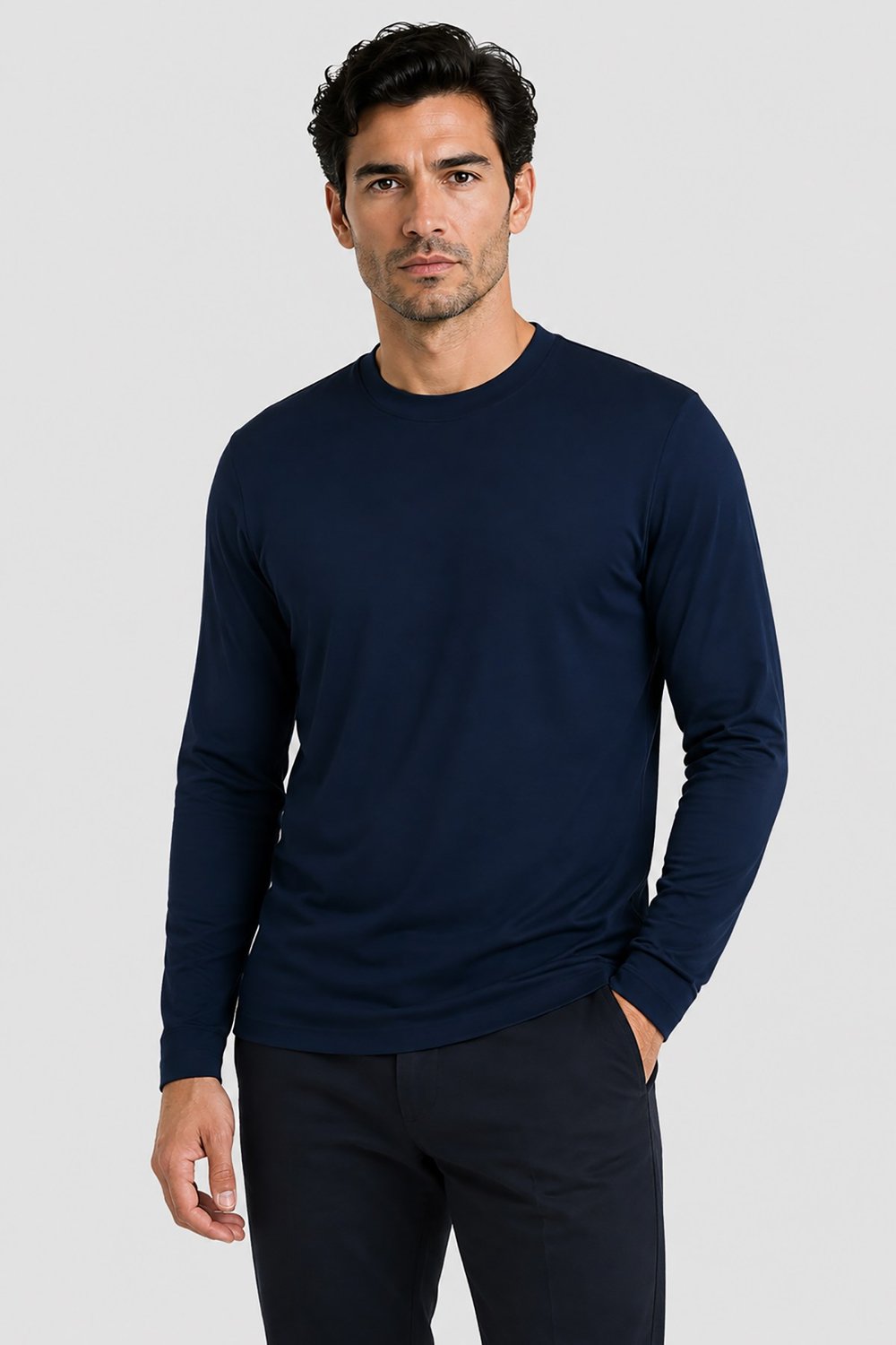 Lacivert Vaganza Erkek Bisiklet Yaka Uzun Kollu T-Shirt U008171