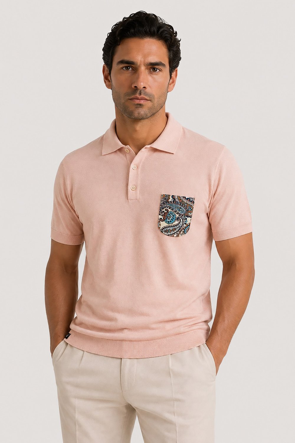 Pembe Erkek Polo Yaka Triko Tişört Popucocim U007942