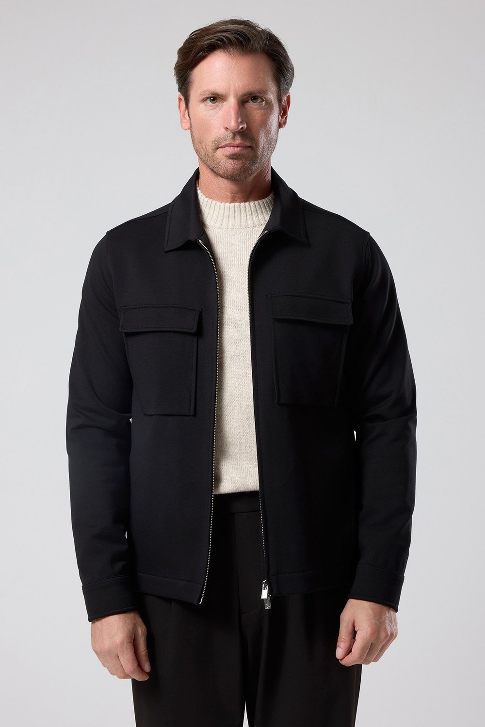 Siyah Erkek Fermuarlı Cepli Jacket U05048