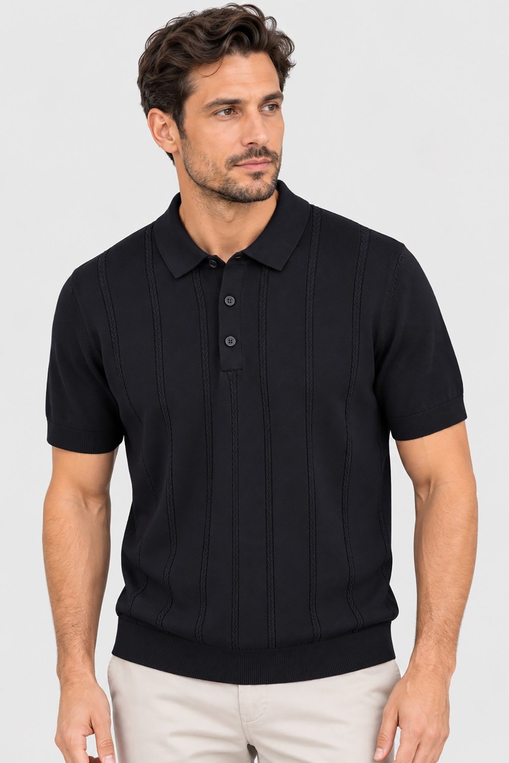 Siyah Erkek Triko Polo Yaka Tişört U04089
