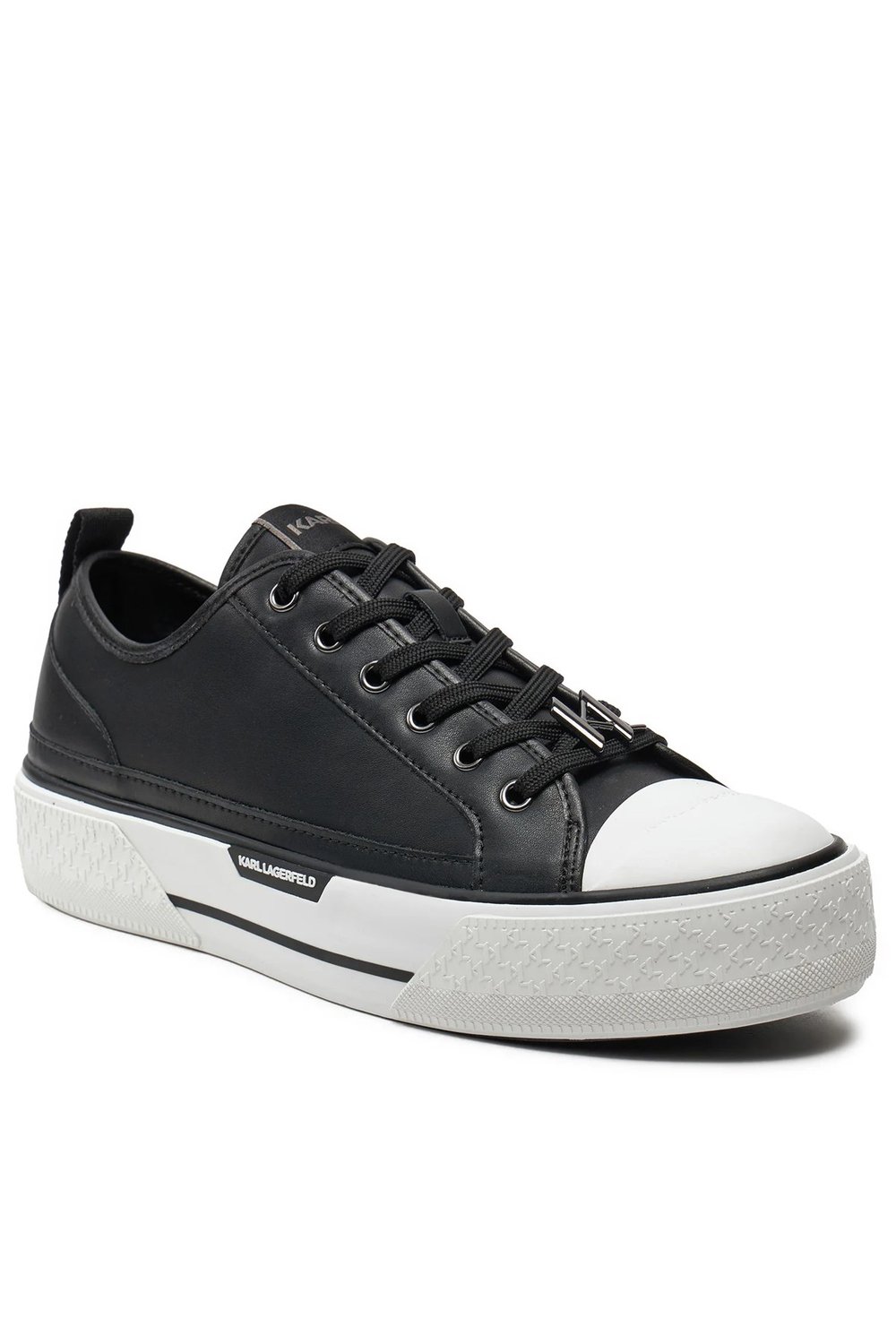 Siyah Karl Lagerfield Erkek Deri Sneaker KL50420 U007812