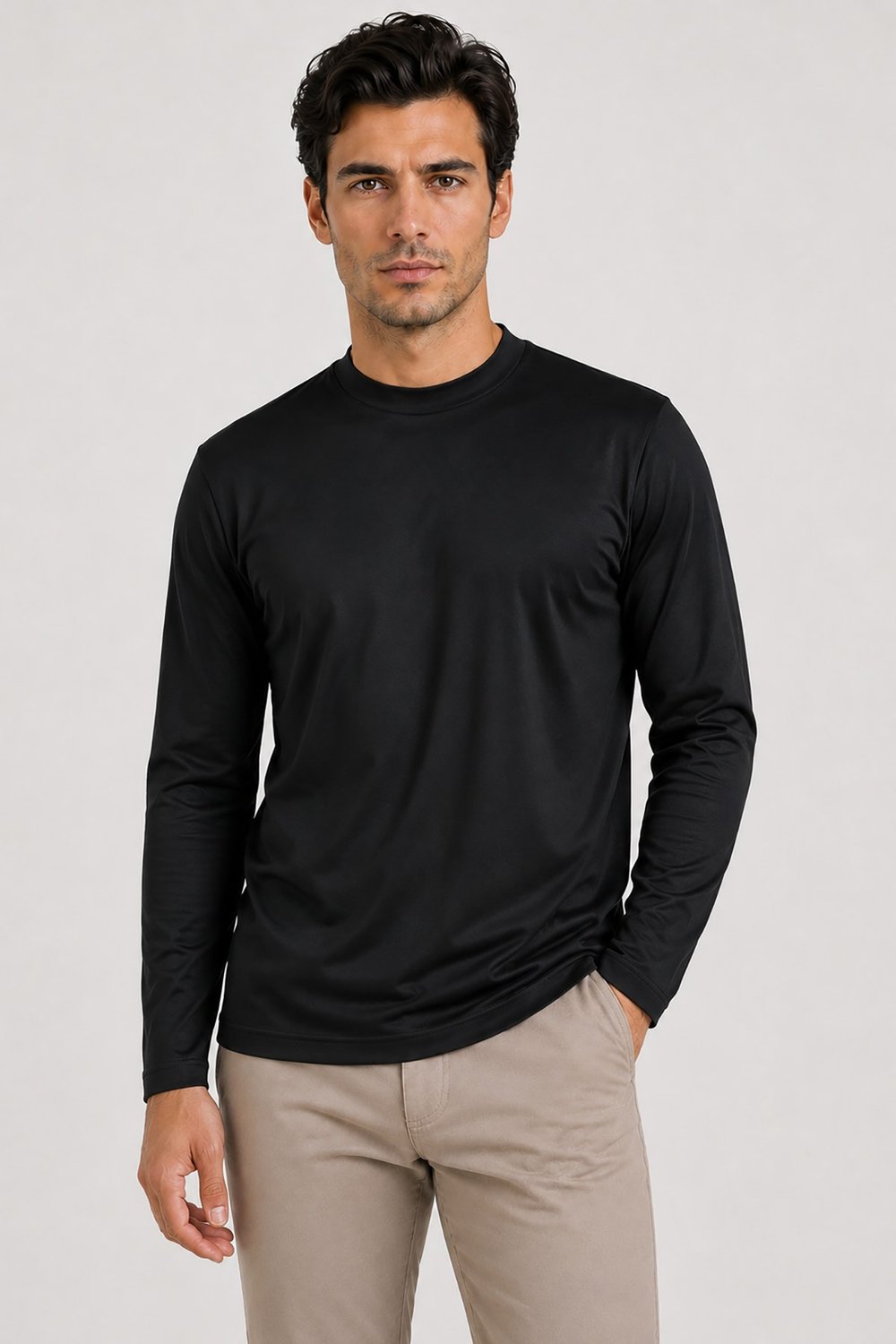 Siyah Vaganza Erkek Bisiklet Yaka Uzun Kollu T-Shirt U008171