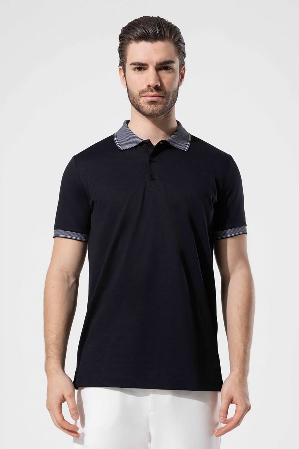 Siyah Vaganza Erkek Düğmeli Polo Yaka T-shirt U02022