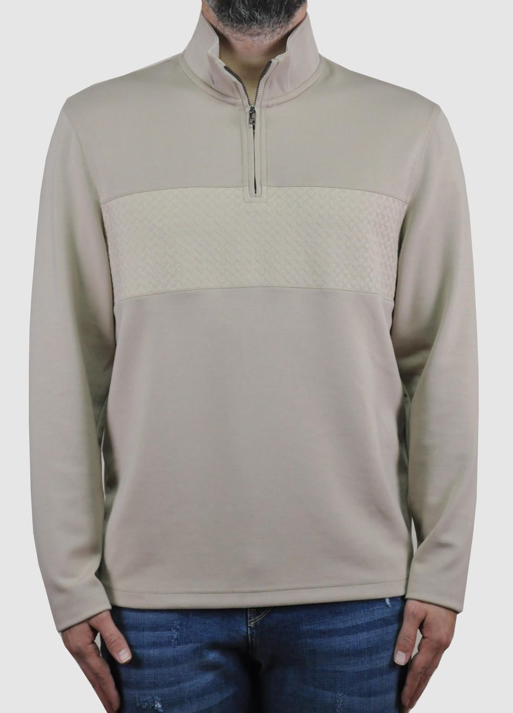Td Bkr Erkek Fermuarlı Dik Yaka Soft Touch Sweatshirt U007864 KREM