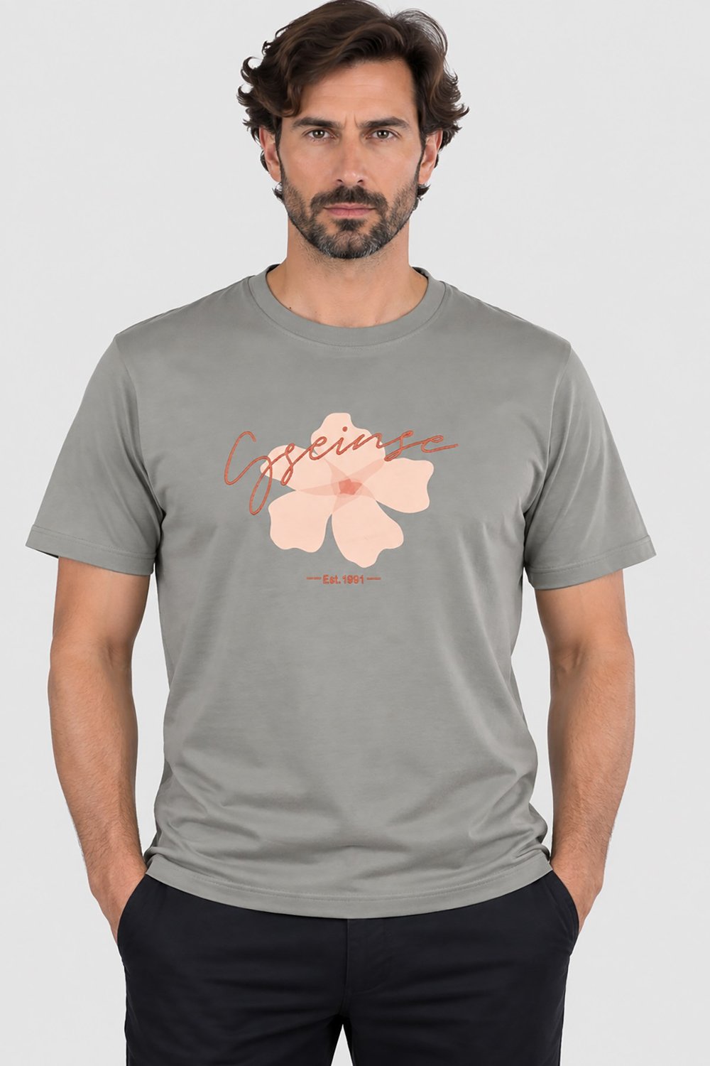 Yeşil Sseinse Erkek Bisiklet Yaka Baskılı T-Shirt U007883