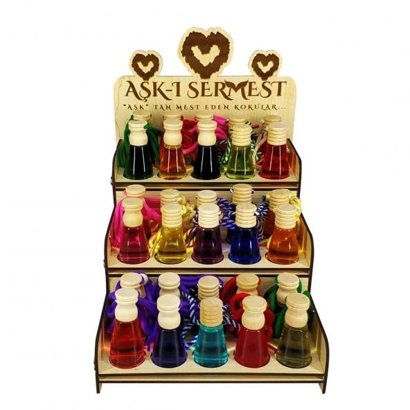 Aşk-ı Sermest Toptan Beyaz Ahşap Standlı 30 Adet 12 ML Yasemin Kokulu Oto Kokusu Araç Araba Parfümü