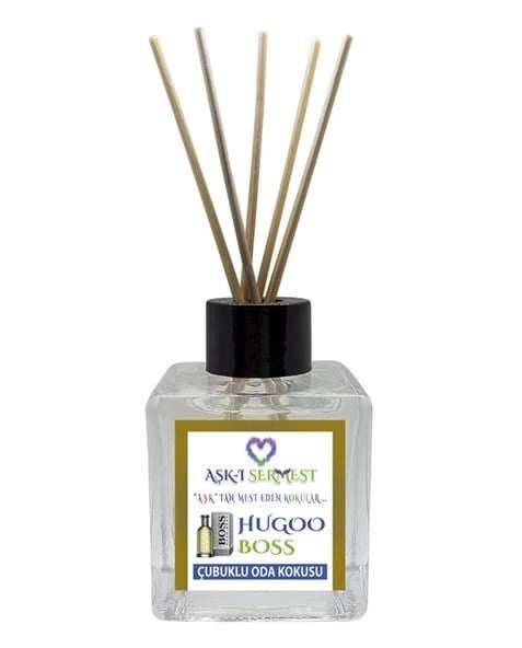 Aşk-ı Sermest Toptan Hindistan Cevizi&Yasemin Aromalı Bambu Çubuk Oda Kokusu Parfüm, Küp Şişe, 200 mL,10 Ad