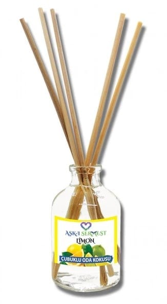 Aşk-ı Sermest Toptan Limon Aromalı Bambu Çubuklu Oda Kokusu Reed Diffuser Ortam Kokusu Parfüm, Oval Şişe, 100 mL, 3 Adet