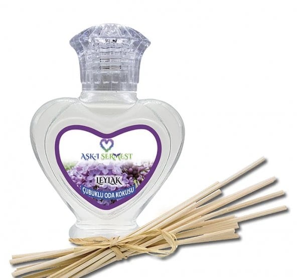 Aşk-ı Sermest Toptan Limon Aromalı Bambu Çubuklu Oda Kokusu Reed Diffuser Ortam Kokusu Parfüm, Kalp Şişe, 60 mL, 5 Adet