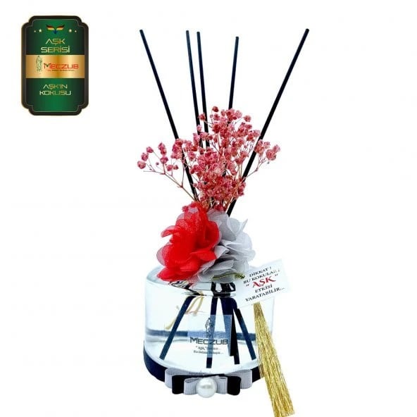 Aşk-ı Sermest Toptan Meczub Aşk Serisi Aşkın Kokusu Kokulu 3 x 200 ml Silindir Şişe Bambu Çubuklu Ortam Kokusu Reed Diffuser Oda Kokusu