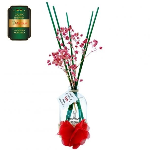 Aşk-ı Sermest Toptan Meczub Çiçek Serisi Yasemin Kokulu 5 x 100 ml Oval Şişe Bambu Çubuklu Ortam Kokusu Reed Diffuser Oda Kokusu