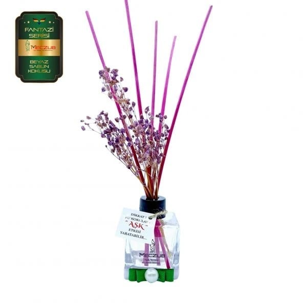 Aşk-ı Sermest Toptan Meczub Fantazi Serisi Beyaz Sabun Kokulu 5 x 60 ml küp Şişe Bambu Çubuklu Ortam Kokusu Reed Diffuser Oda Kokusu