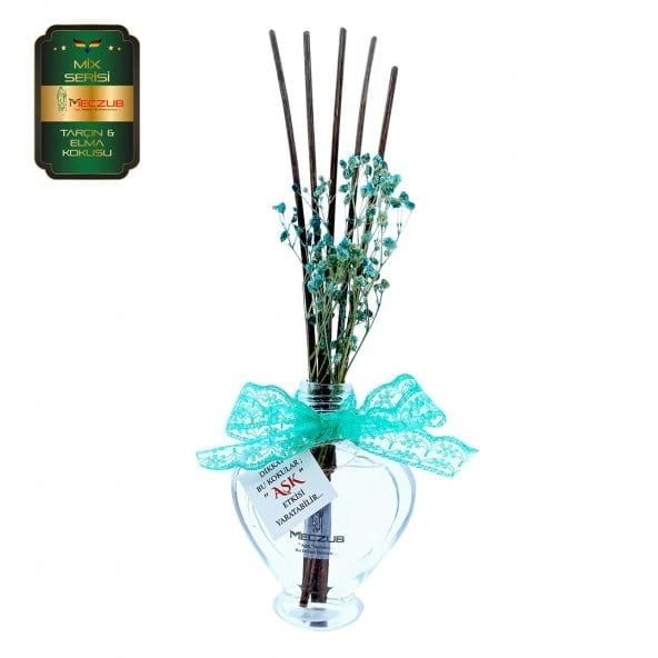 Aşk-ı Sermest Toptan Meczub Mix Serisi Tarçın & Elma Kokulu 10 x 60 ml Kalp Şişe Bambu Çubuklu Ortam Kokusu Reed Diffuser Oda Kokusu